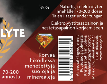 Instant Electrolyte pakkauksen taka – ravintosisältö