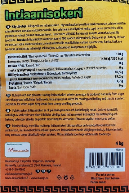 Intiaanisokeri 4 kg pakkauskuva – Masajo